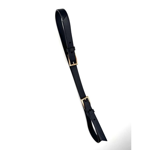 Prada Skinny Belt Size S M Black Leather Rose Gold Hardware - Picture 7 of 10